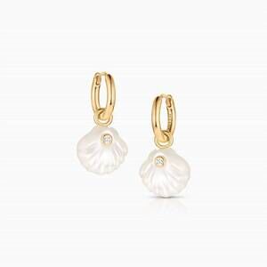 NEW THATCH women's coquille mother of pearl hoop earrings in gold